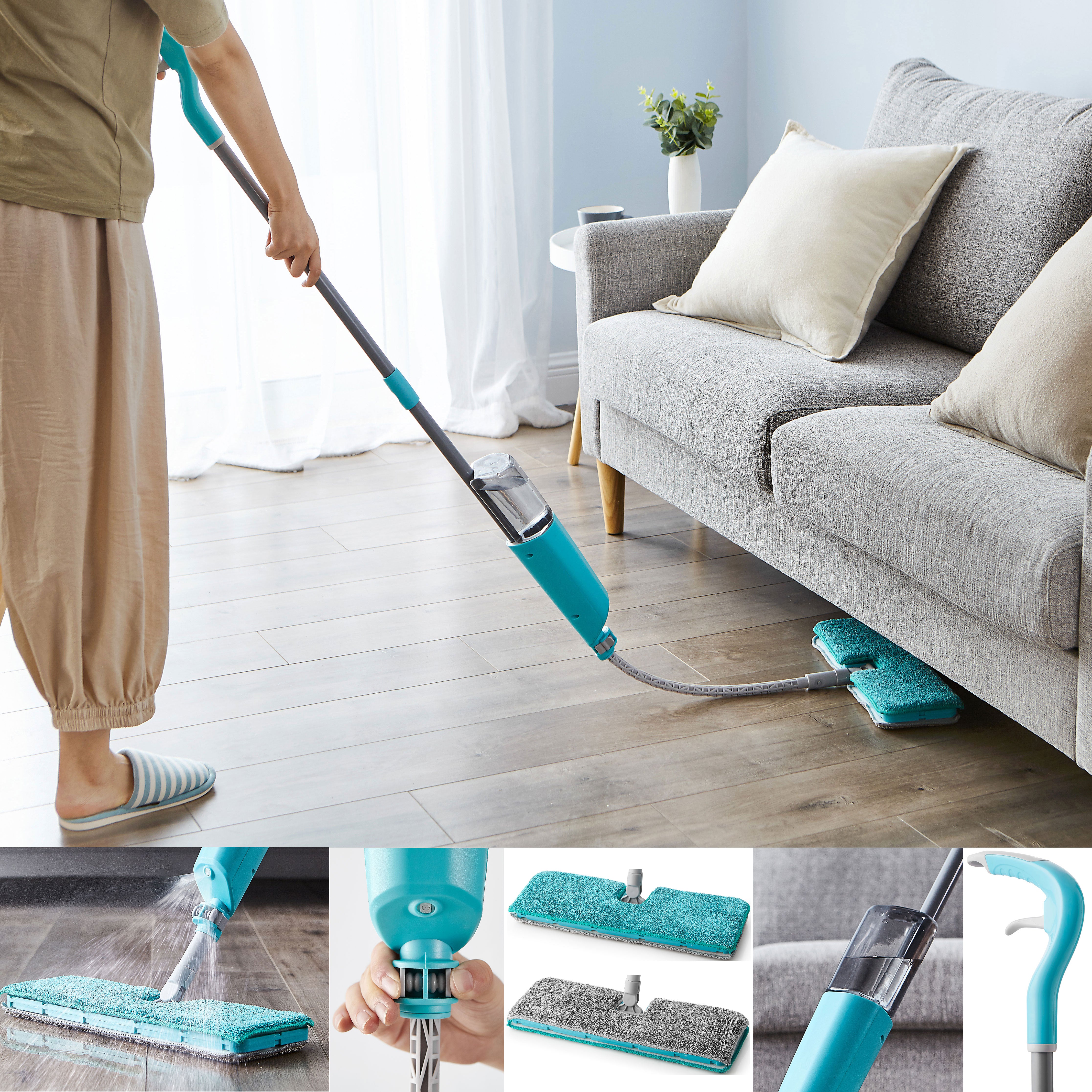 Flexible Spray Mop with Extendable Head & Double Sided Pad Wood Tiles Hard Floor Flexible Spray Mop with Extendable Head & Double Sided Pad Wood Tiles Hard Floor